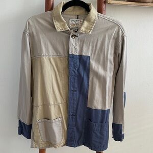 Free People x Sandrine Rose Cotton Linen Patchwork Oversized Shacket Jacket